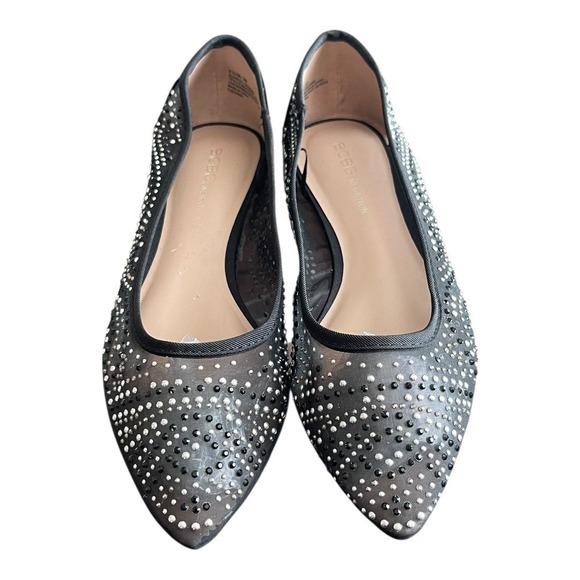 BCBGeneration Womens Black Mesh Rhinestone Pointed Toe Ballet Flats Size 7.5 - Picture 4 of 11